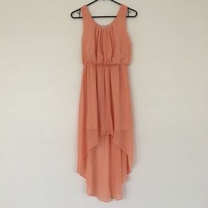 Peach Coral High Low Asymmetrical Dress